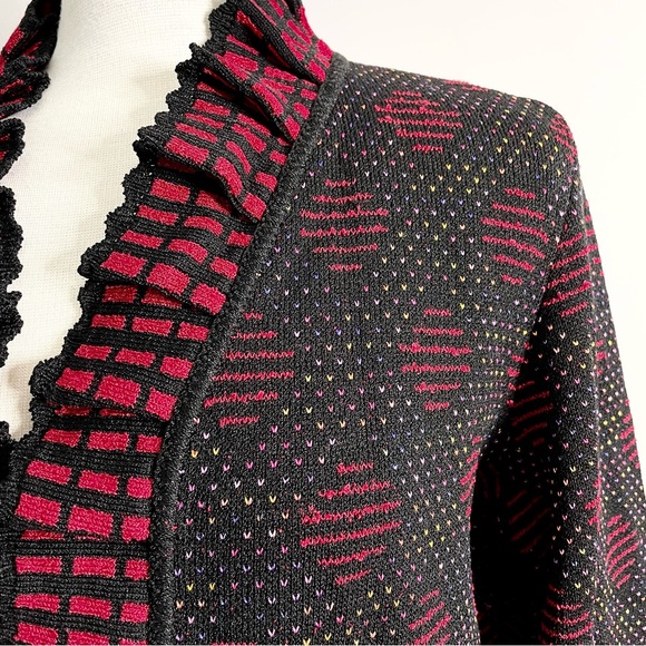 BRENDA FRENCH for FRENCH RACS Ruffle Knit Open Front Cardigan Sweater - Picture 5 of 7